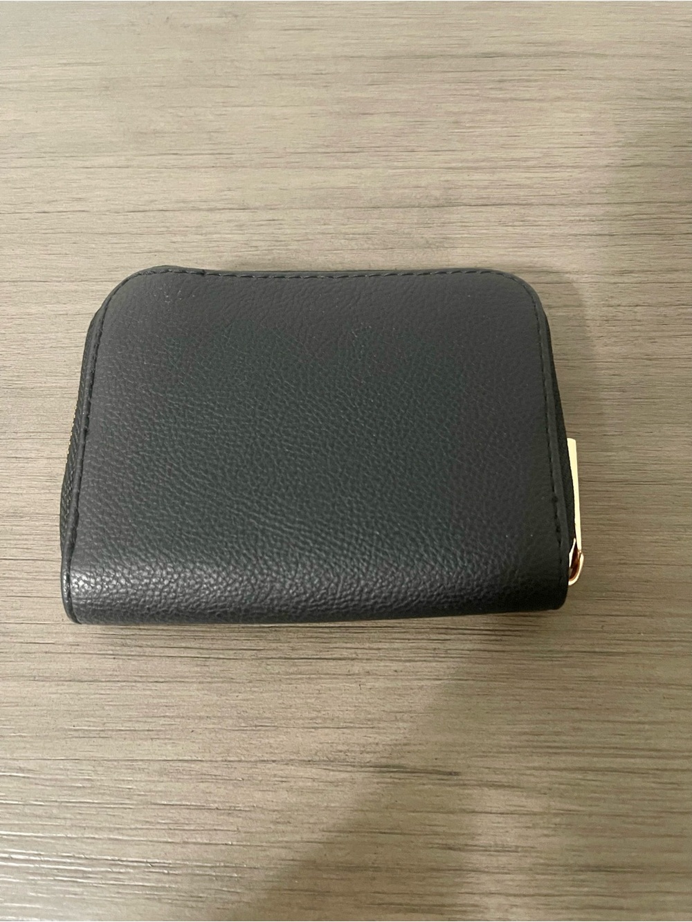 A New Day Black Zip Card Wallet with Gold Hardware